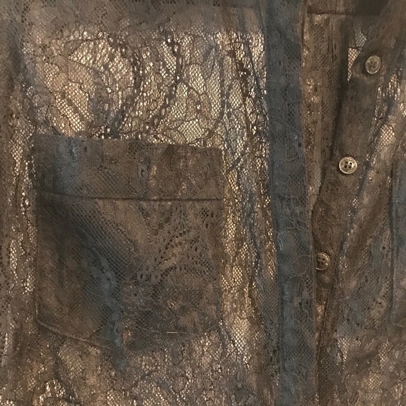 GUESS | Sheer black lace button-up blouse - Picture 6 of 7